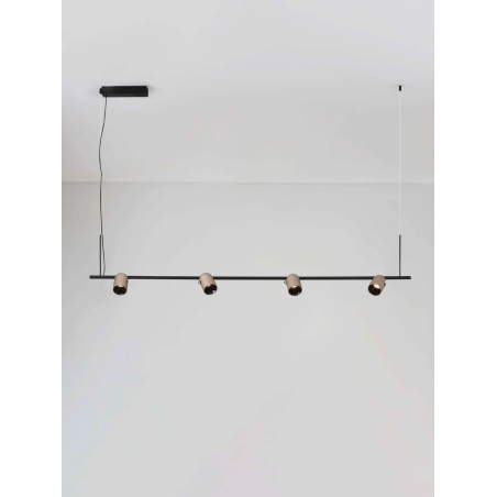 Lampa wisząca podłużna z 4 reflektorkami Arola 150cm LED 3000K beżowe złoto