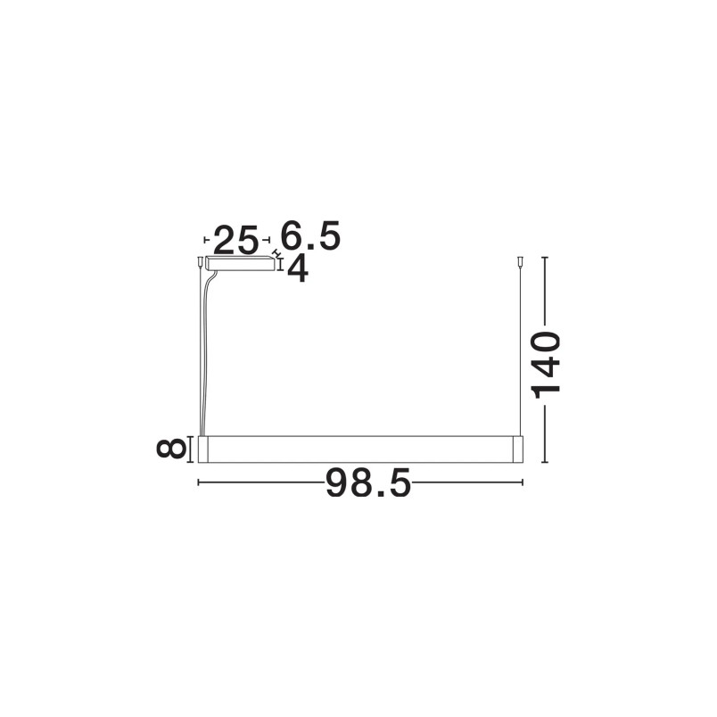 Lampa wisząca tuba podłużna ze ściemniaczem triac Fonto 98,5cm LED 3000K czarna