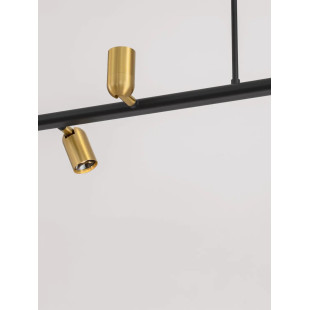 Lampa wisząca podłużna ze szklanymi kulami i reflektorkami Ginos 95cm czarny / opal / mosiądz