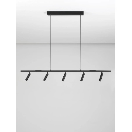 Lampa wisząca podłużna z reflektorkami Tondo 110cm  LED 3000K czarna