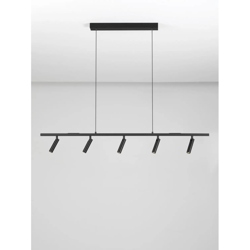 Lampa wisząca podłużna z reflektorkami Tondo 110cm  LED 3000K czarna