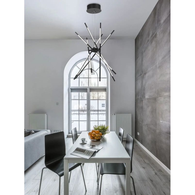 Lampa wisząca 6 punktowa regulowana z pilotem Darren 85cm LED 3000K czarna