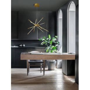 Lampa wisząca 6 punktowa regulowana z pilotem Darren 85cm LED 3000K złoty mosiądz
