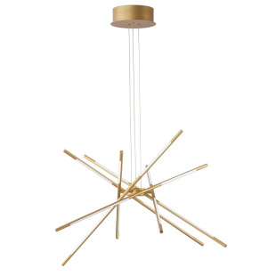 Lampa wisząca 6 punktowa regulowana z pilotem Darren 85cm LED 3000K złoty mosiądz