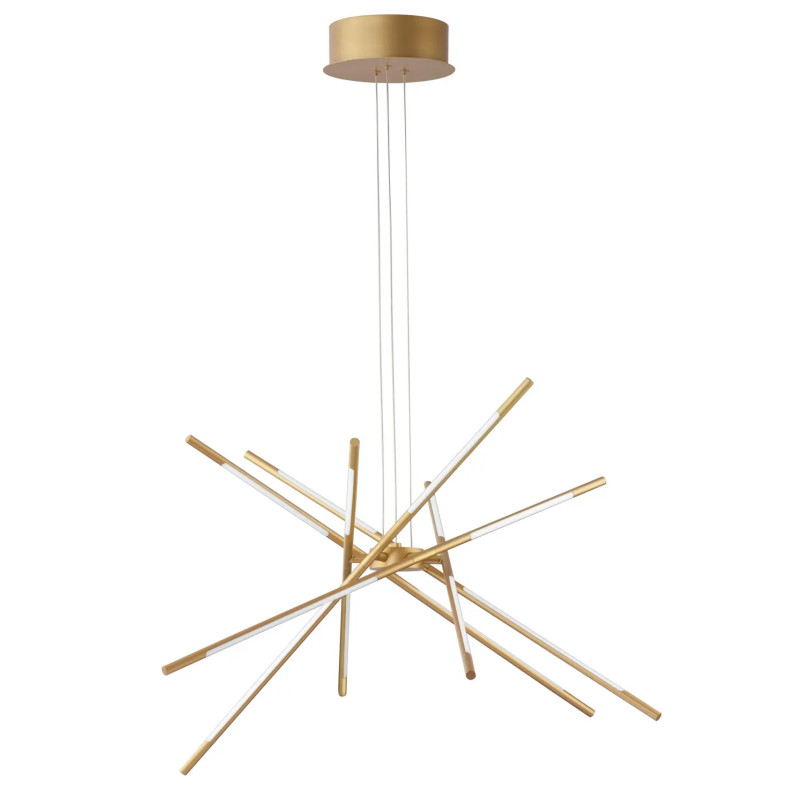 Lampa wisząca 6 punktowa regulowana z pilotem Darren 85cm LED 3000K złoty mosiądz
