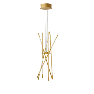 Lampa wisząca 6 punktowa regulowana z pilotem Darren 85cm LED 3000K złoty mosiądz