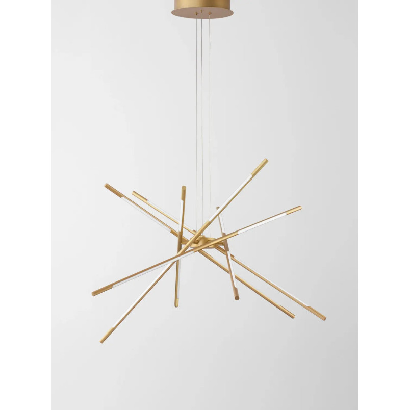 Lampa wisząca 6 punktowa regulowana z pilotem Darren 85cm LED 3000K złoty mosiądz
