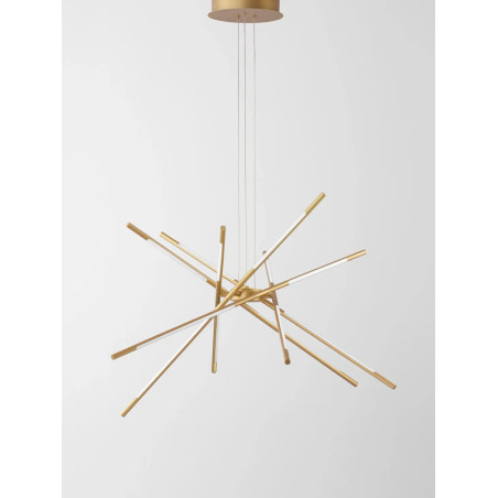 Lampa wisząca 6 punktowa regulowana z pilotem Darren 85cm LED 3000K złoty mosiądz