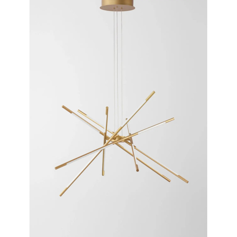 Lampa wisząca 6 punktowa regulowana z pilotem Darren 85cm LED 3000K złoty mosiądz