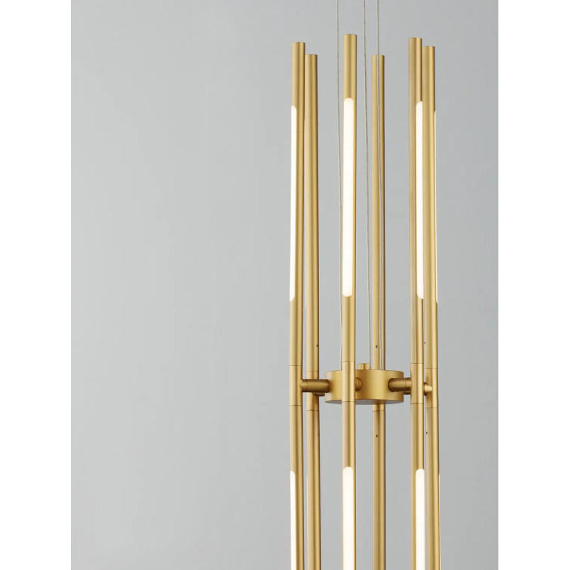Lampa wisząca 6 punktowa regulowana z pilotem Darren 85cm LED 3000K złoty mosiądz