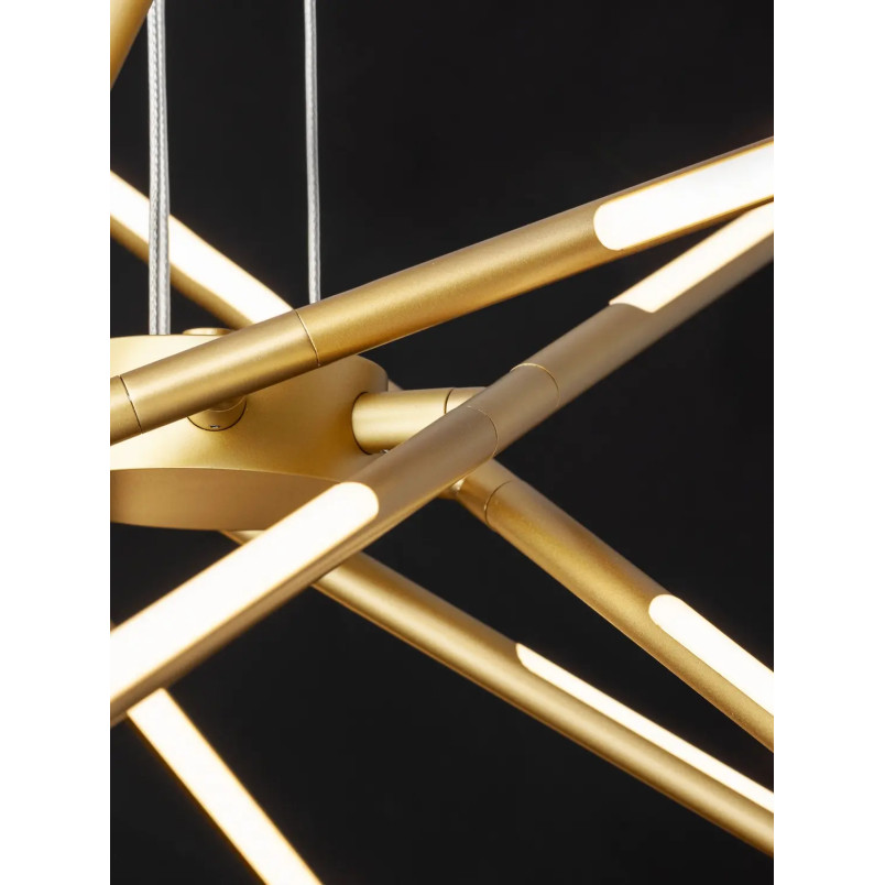 Lampa wisząca 6 punktowa regulowana z pilotem Darren 85cm LED 3000K złoty mosiądz
