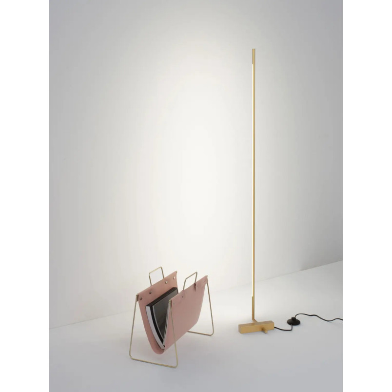 Lampa podłogowa minimalistyczna regulowana Darren H140cm LED 3000K złoty mosiądz