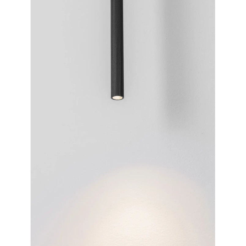 Lampa wisząca tuba ryflowana Ripp LED CCT 2700-3000-4000K 2cm H60cm czarna