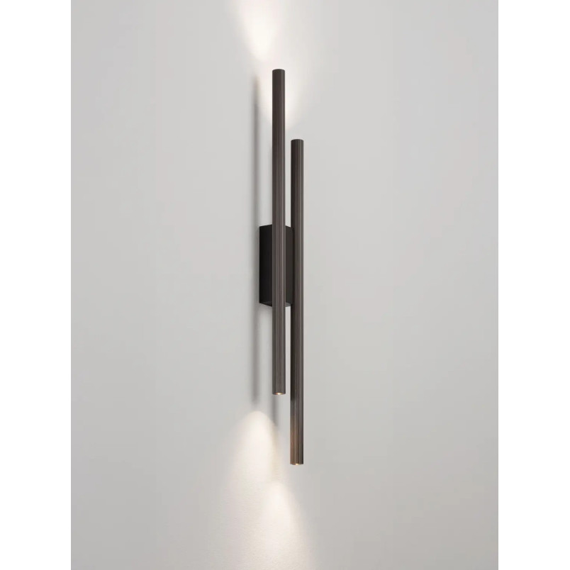 Kinkiet podwójny ryflowany Ripp LED CCT 2700-3000-4000K 60cm perłowy czarny