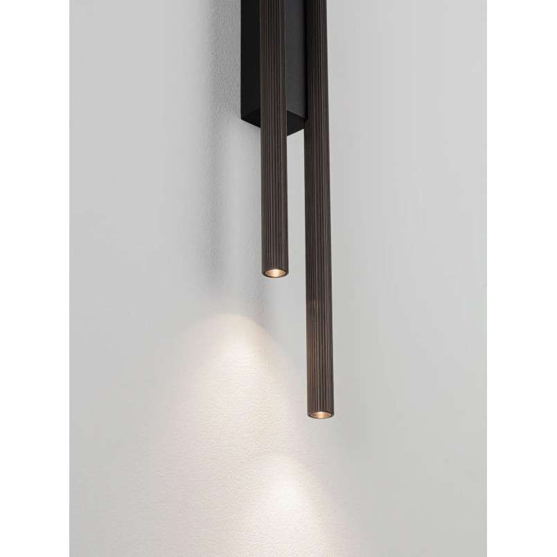Kinkiet podwójny ryflowany Ripp LED CCT 2700-3000-4000K 60cm perłowy czarny