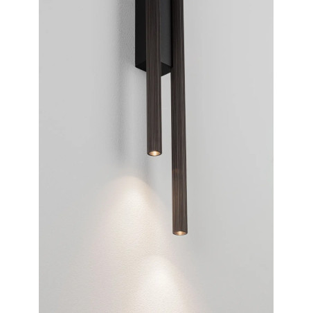 Kinkiet podwójny ryflowany Ripp LED CCT 2700-3000-4000K 60cm perłowy czarny