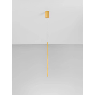 Lampa wisząca tuba ryflowana Ripp LED CCT 2700-3000-4000K 2cm H60cm złoty mosiądz
