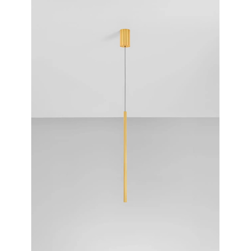 Lampa wisząca tuba ryflowana Ripp LED CCT 2700-3000-4000K 2cm H60cm złoty mosiądz