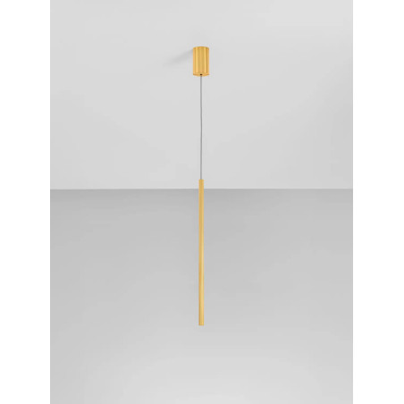 Lampa wisząca tuba ryflowana Ripp LED CCT 2700-3000-4000K 2cm H60cm złoty mosiądz