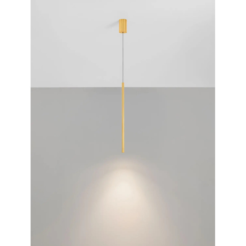 Lampa wisząca tuba ryflowana Ripp LED CCT 2700-3000-4000K 2cm H60cm złoty mosiądz