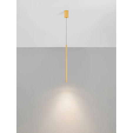 Lampa wisząca tuba ryflowana Ripp LED CCT 2700-3000-4000K 2cm H60cm złoty mosiądz