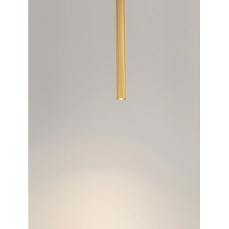 Lampa wisząca tuba ryflowana Ripp LED CCT 2700-3000-4000K 2cm H60cm złoty mosiądz