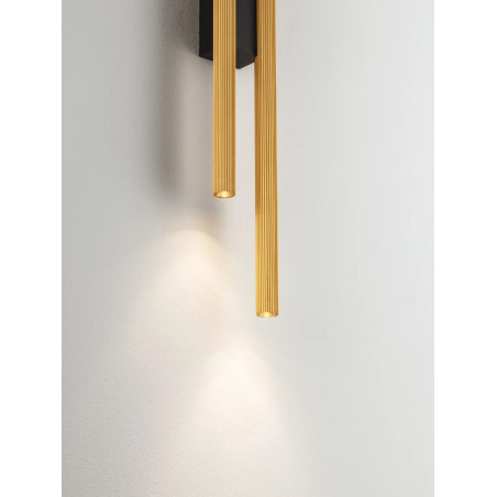 Kinkiet podwójny ryflowany Ripp LED CCT 2700-3000-4000K 60cm złoty mosiądz