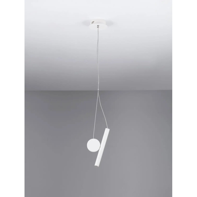 Lampa wisząca punktowa - tuba z dekoracyjnym elementem Meru 2,5cm LED 3000K biała