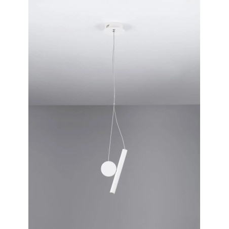 Lampa wisząca punktowa - tuba z dekoracyjnym elementem Meru 2,5cm LED 3000K biała