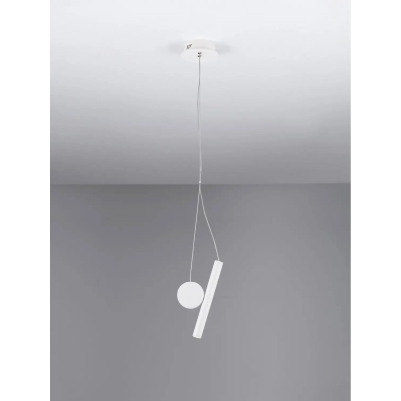 Lampa wisząca punktowa - tuba z dekoracyjnym elementem Meru 2,5cm LED 3000K biała