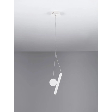 Lampa wisząca punktowa - tuba z dekoracyjnym elementem Meru 2,5cm LED 3000K biała
