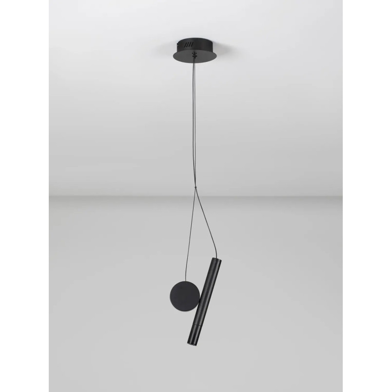 Lampa wisząca punktowa - tuba z dekoracyjnym elementem Meru 2,5cm LED 3000K czarna