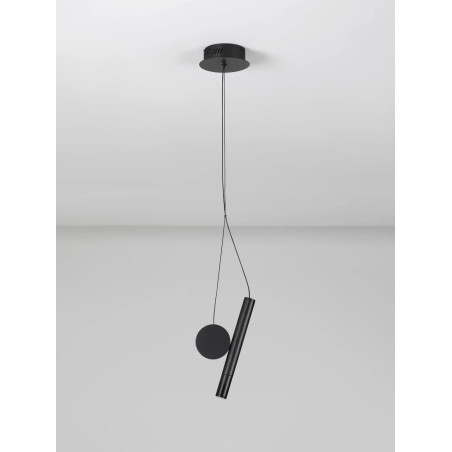 Lampa wisząca punktowa - tuba z dekoracyjnym elementem Meru 2,5cm LED 3000K czarna
