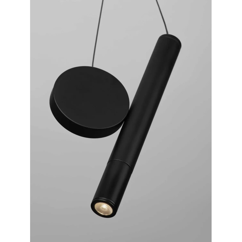 Lampa wisząca punktowa - tuba z dekoracyjnym elementem Meru 2,5cm LED 3000K czarna