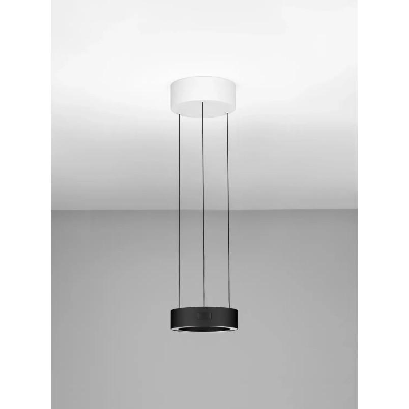 Lampa wisząca okrągła z dotykowym ściemniaczem Timon 20cm LED 3000K czarno-biała