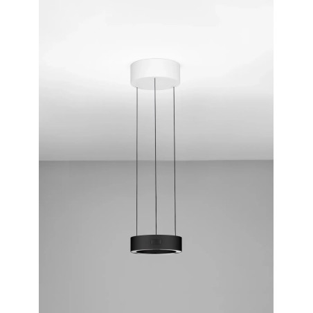 Lampa wisząca okrągła z dotykowym ściemniaczem Timon 20cm LED 3000K czarno-biała