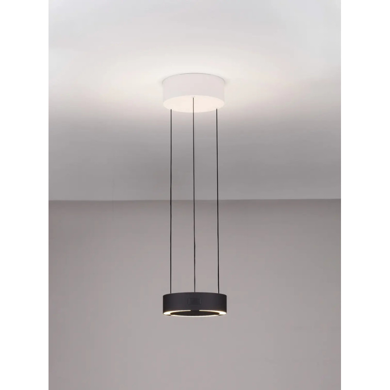 Lampa wisząca okrągła z dotykowym ściemniaczem Timon 20cm LED 3000K czarno-biała