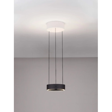 Lampa wisząca okrągła z dotykowym ściemniaczem Timon 20cm LED 3000K czarno-biała