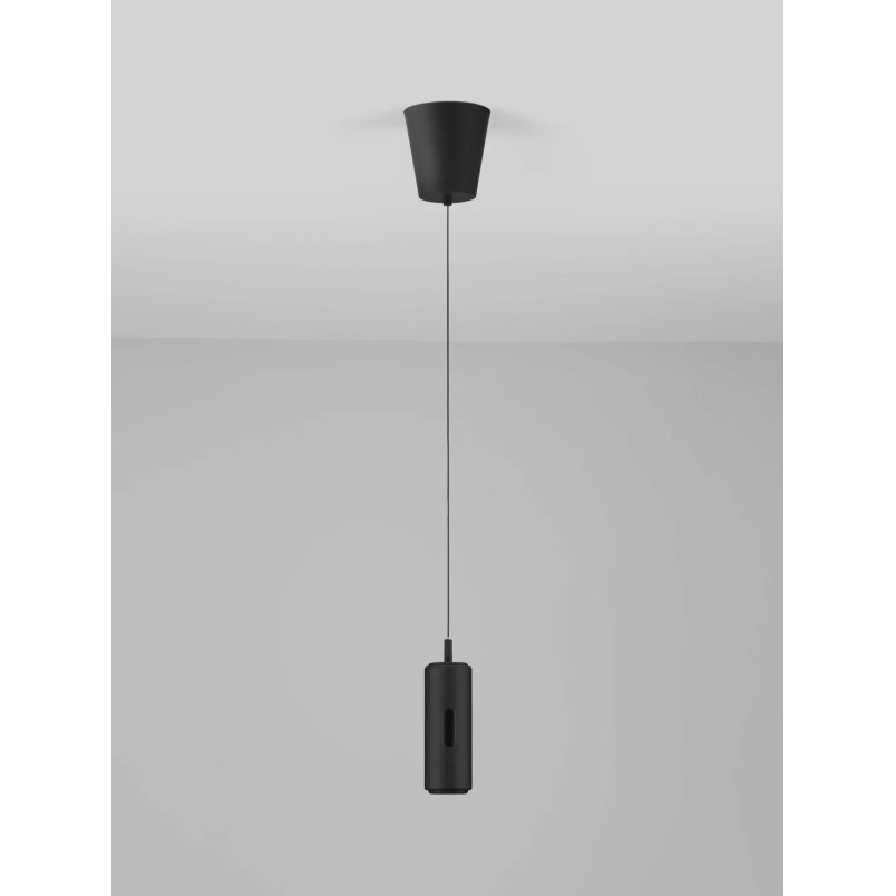 Lampa wisząca tuba z dotykowym ściemniaczem na kloszu Storm 7cm LED 3000K czarna
