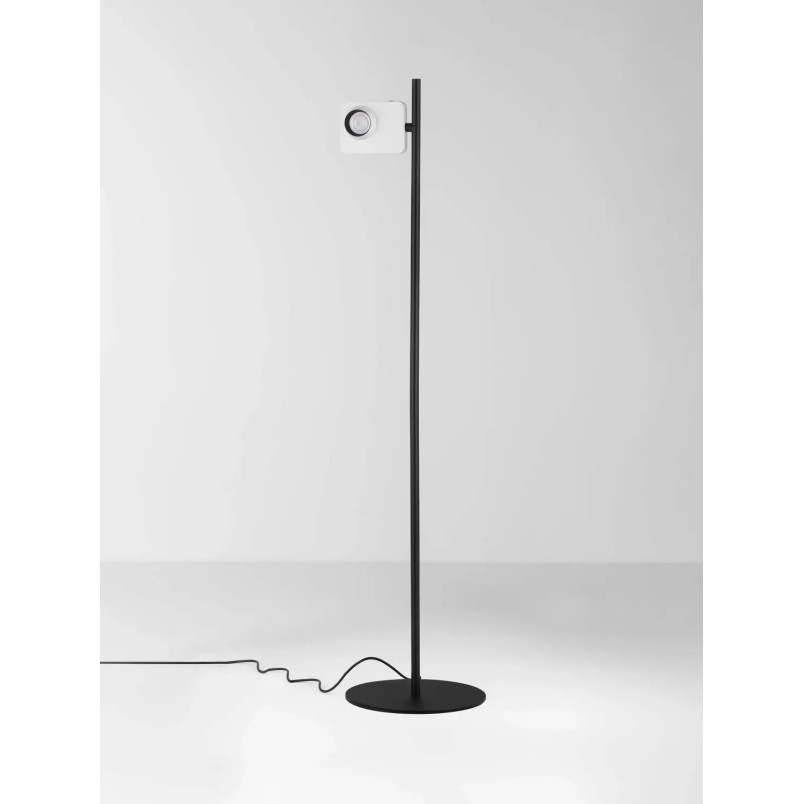 Lampa podłogowa - aparat z dotykowym ściemniaczem Carso H131cm LED 3000K biało-czarna