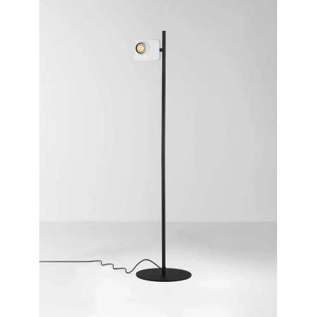 Lampa podłogowa - aparat z dotykowym ściemniaczem Carso H131cm LED 3000K biało-czarna