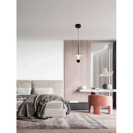Lampa wisząca metalowa nowoczesna Tula LED 3000K 26cm biało-czarna