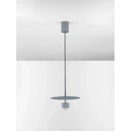 Lampa wisząca z płaskim kloszem Memo LED 3000K 30cm niebiesko-szara