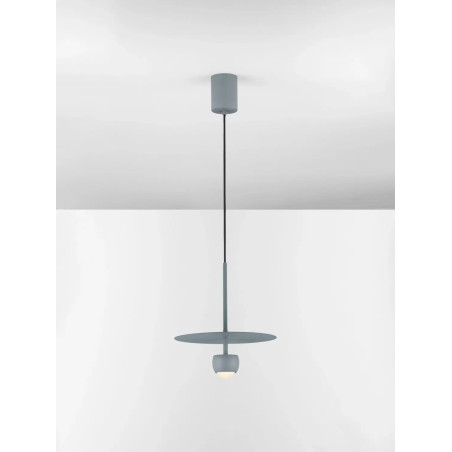 Lampa wisząca z płaskim kloszem Memo LED 3000K 30cm niebiesko-szara