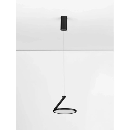 Lampa wisząca regulowana z płaskim kloszem Tinchi 19cm LED 3000K czarna