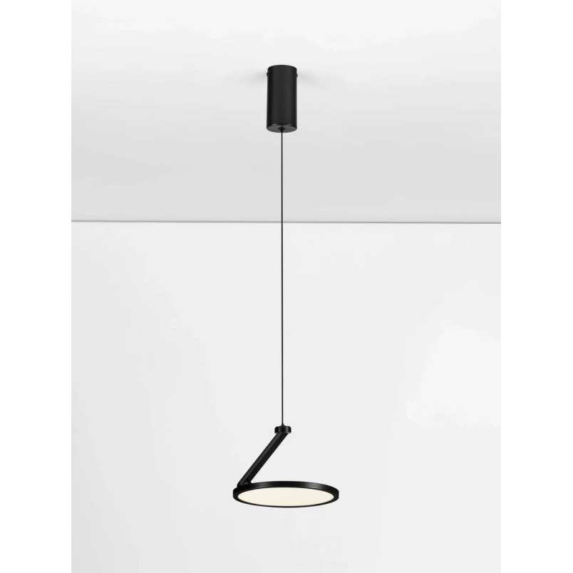 Lampa wisząca regulowana z płaskim kloszem Tinchi 19cm LED 3000K czarna