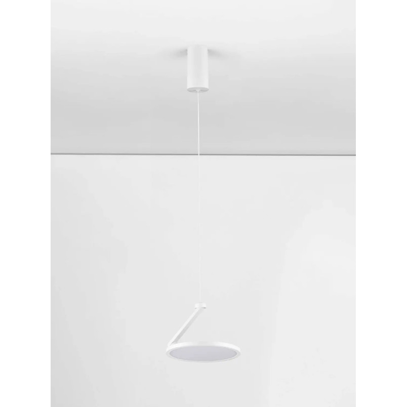 Lampa wisząca regulowana z płaskim kloszem Tinchi 19cm LED 3000K biała