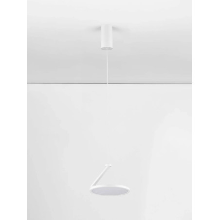 Lampa wisząca regulowana z płaskim kloszem Tinchi 19cm LED 3000K biała