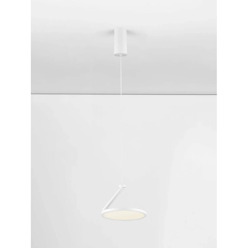 Lampa wisząca regulowana z płaskim kloszem Tinchi 19cm LED 3000K biała