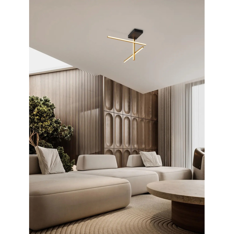 Plafon nowoczesny ze ściemniaczem triac Gragna LED 3200K 51cm złoto-czarny